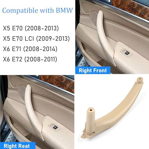 for BMW X5 X6 Door Pull Handle, Inner Interior Door Grab Pull 1PCS Right Beige