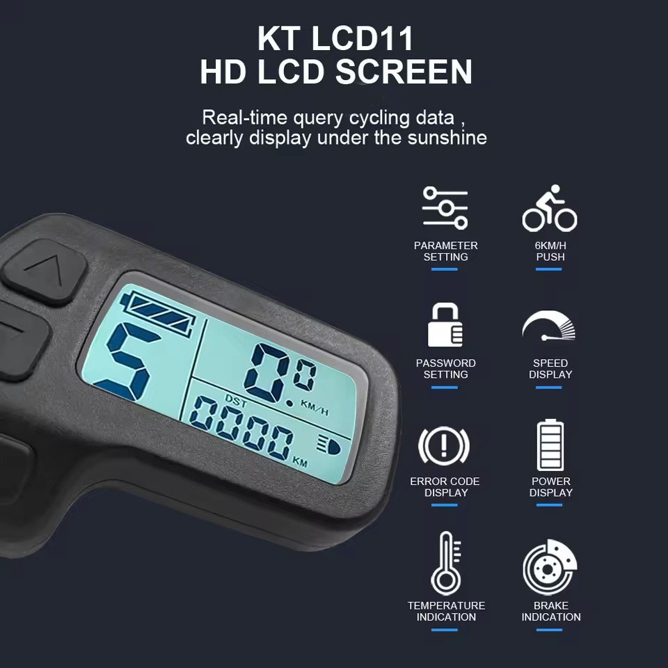 E-Bike 24V/36V/48V 5pin KT-LCD11 Display Power Speed Meter Control Panel WP Plug