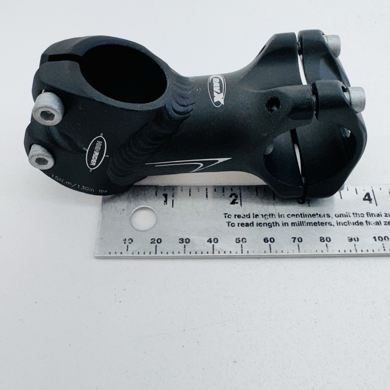 Vintage RavX Stem 1 1/8 in High Rider Threadless 31.8 mm MTB 75 mm Black A21