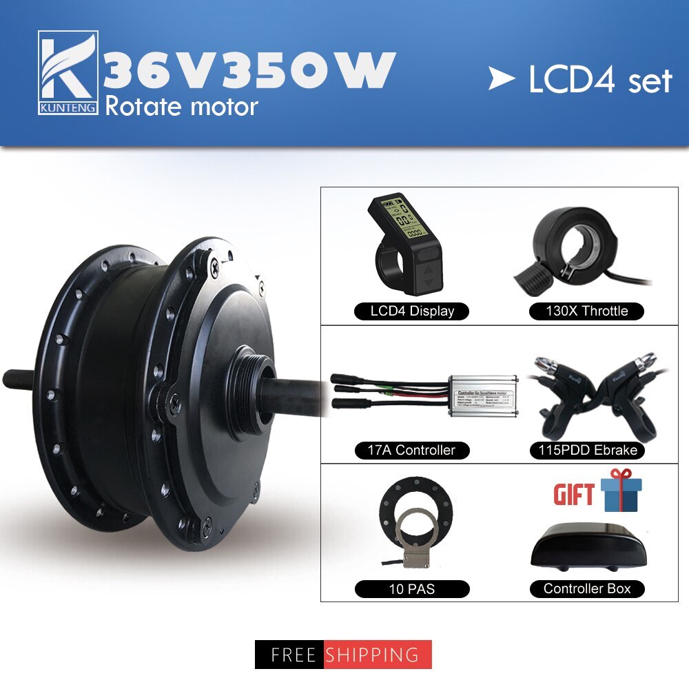 Electric Bike Conversion Kit 36V 48V 350W Rear Rotate Hub Motor Waterproof Plug