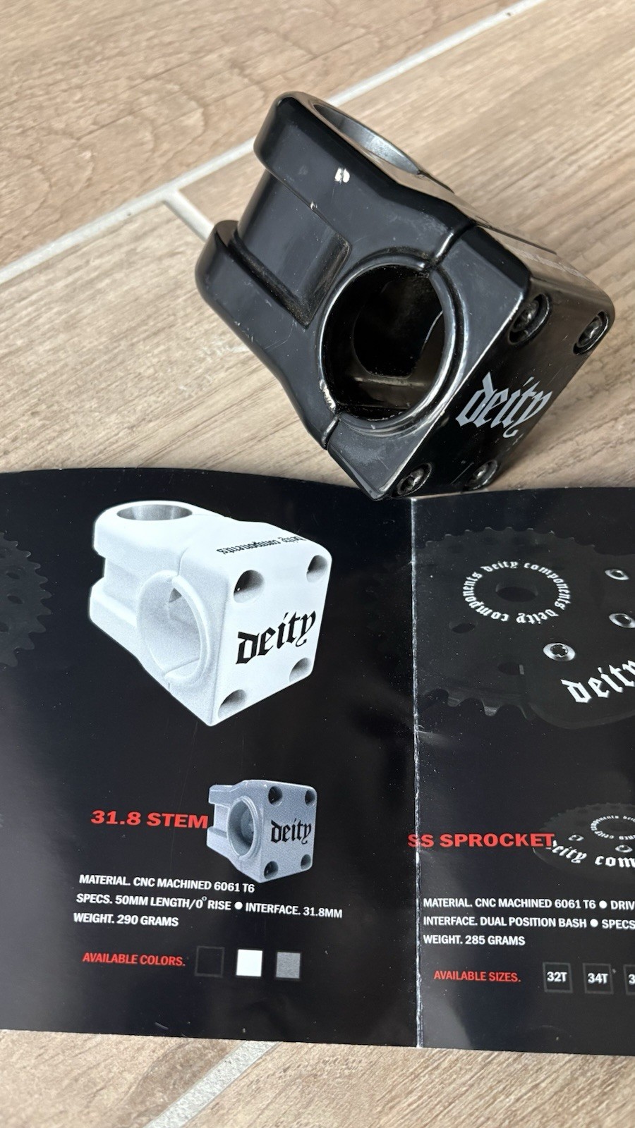 Black Deity 31.8 stem 50mm vintage part over 20 years old with OG 2005 catalog!