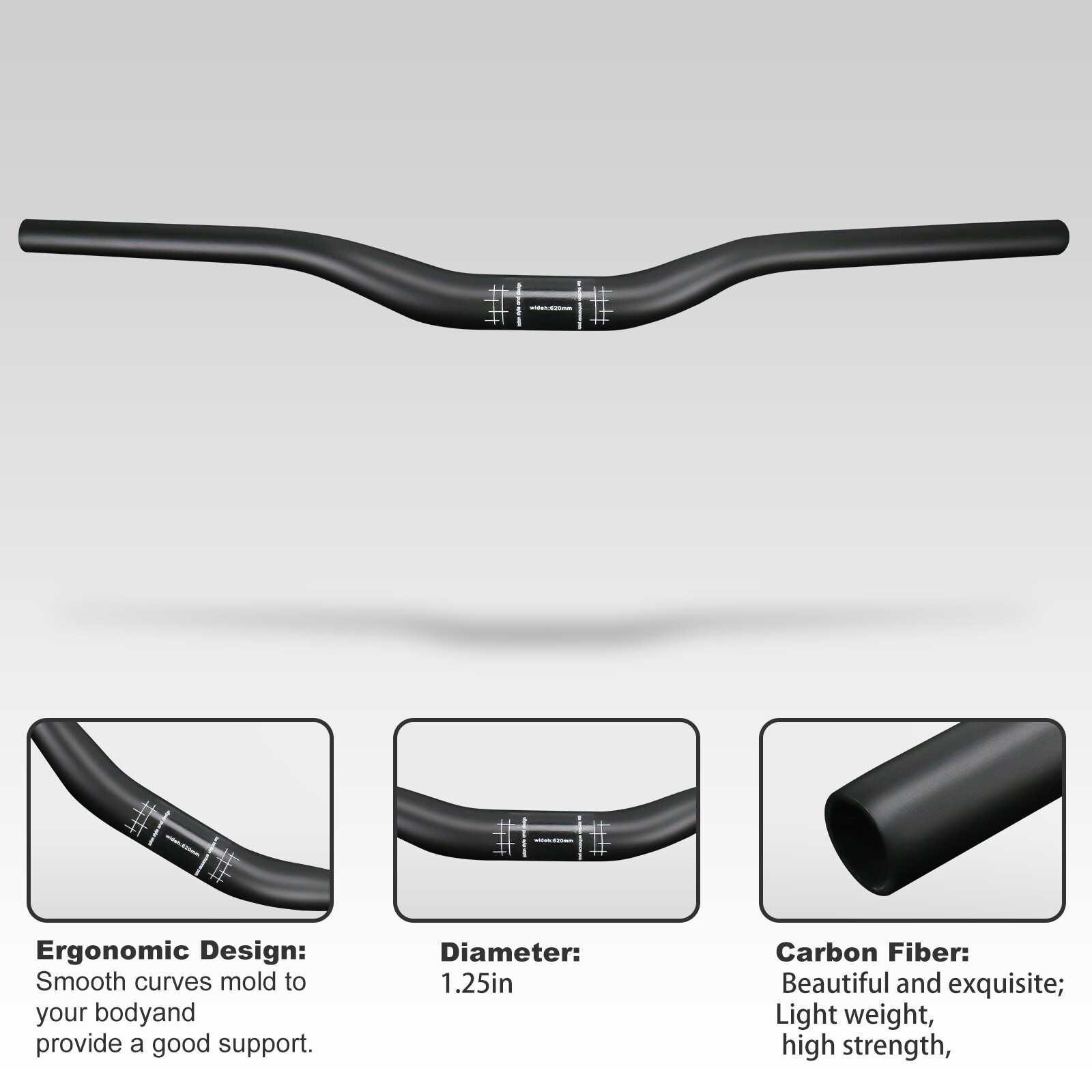 Mountain Bicycle Carbon Handlebar 31.8 UD Matte Mtb Bike Riser Handle Bars 130g