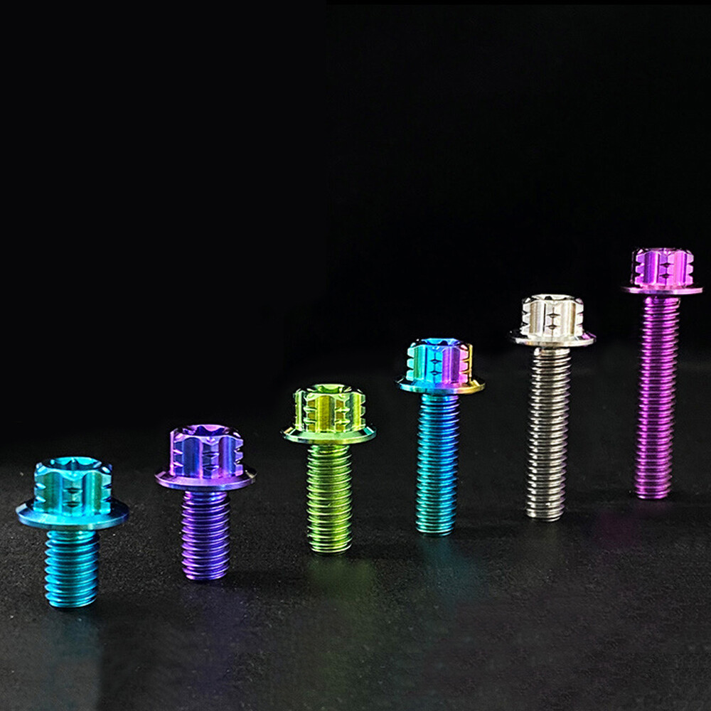 Grade 5 Titanium Screws M6 x 10/12/15/20/25/30-70mm (1.0mm) Flange Star Ti Bolts