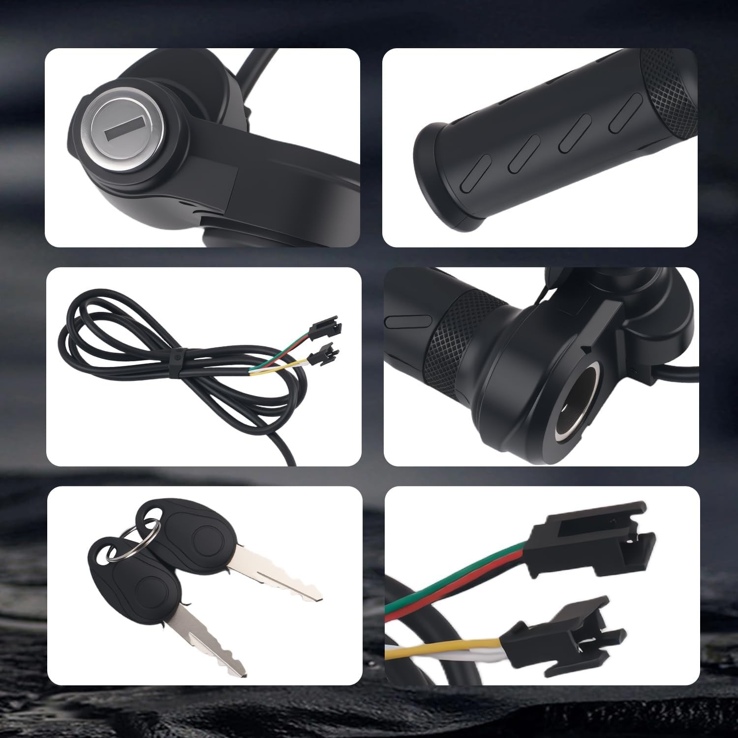 Full Twist Throttle Ebike Grip with 2 Keys,Rubber Ebike Throttle for Speed Co…