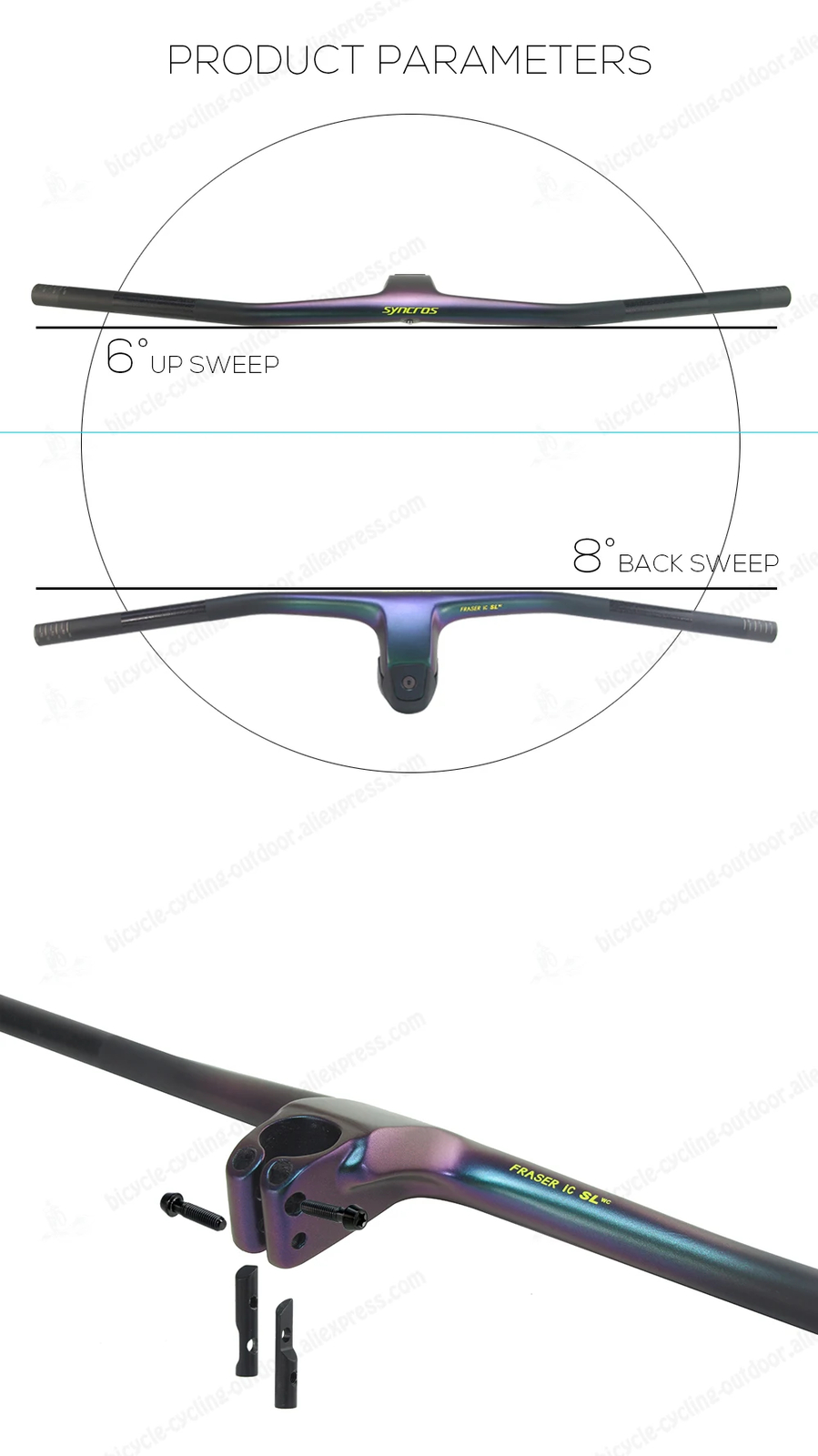 680-740mm Full Carbon Handlebar Integrated Cockpit MTB Bicycle Handlebar 10°