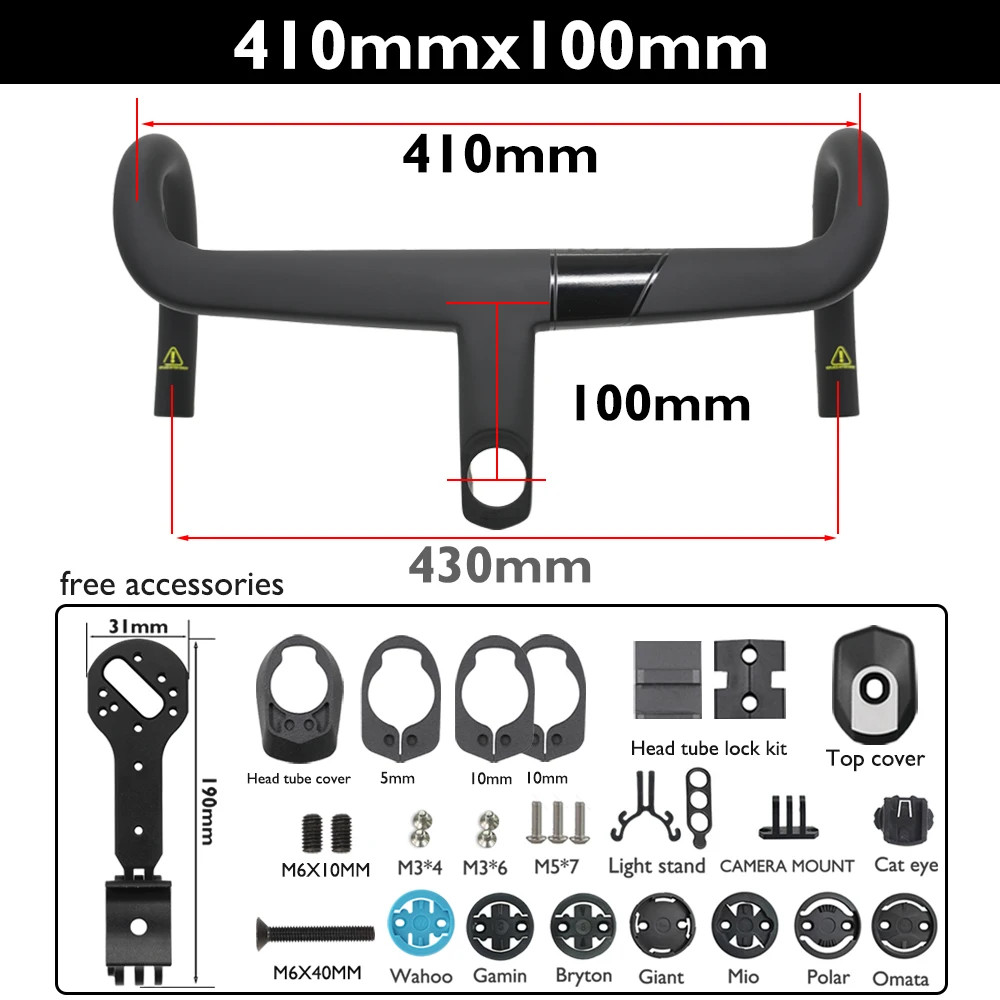Carbon Fiber Road Bike Integrated Handlebars Internal Cable Routing 370-430mm