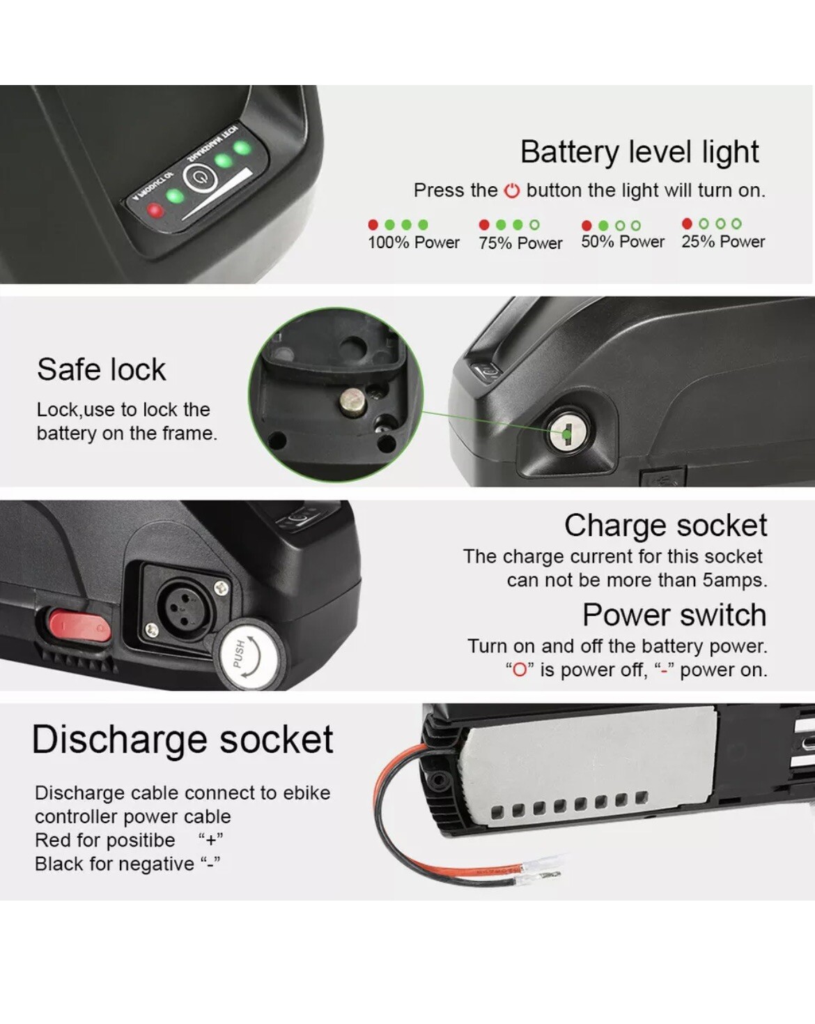 36V Lithium Ion Ebike Battery 36V 13Ah Hailong Electric Bike Battery 1000W
