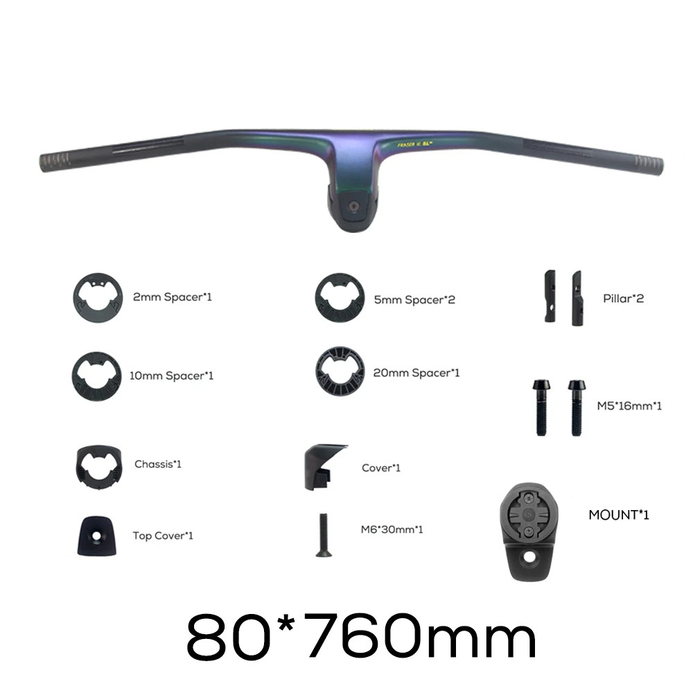 -20° Full Carbon Fibre MTB Bicycle Integrated Cockpit Handlebar 740mm 760mm