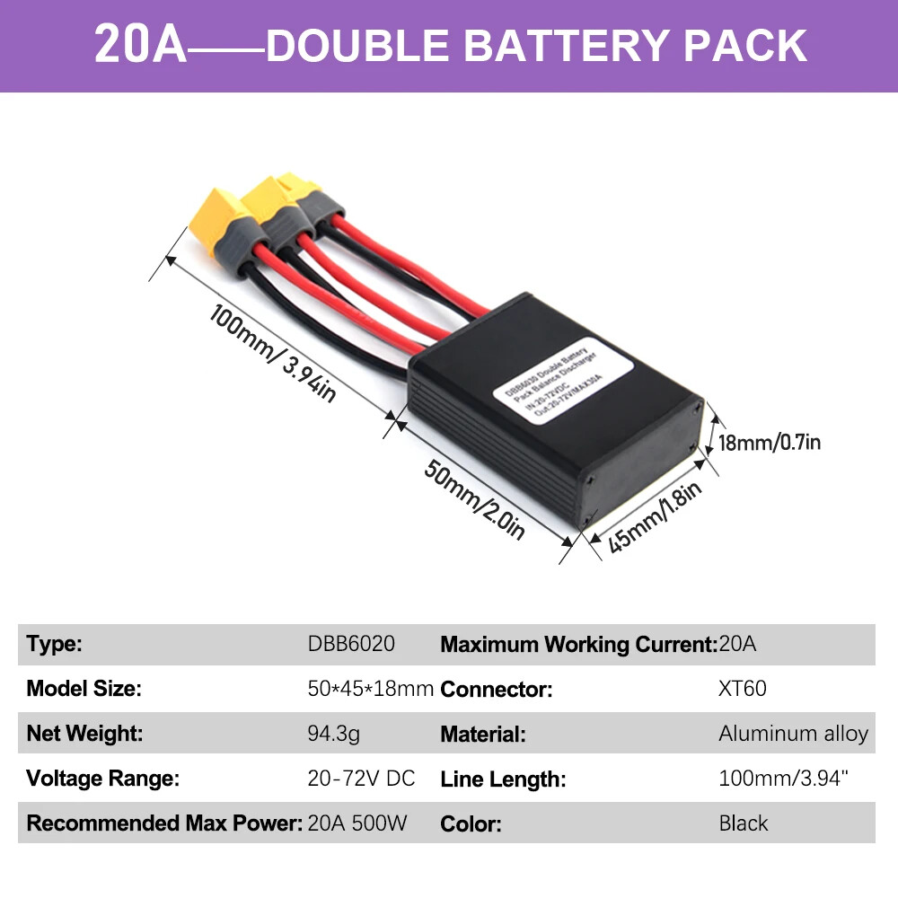 20V-72V 20A 30A 40A XT60 Electric Bicycle Double Battery Connection Switcher