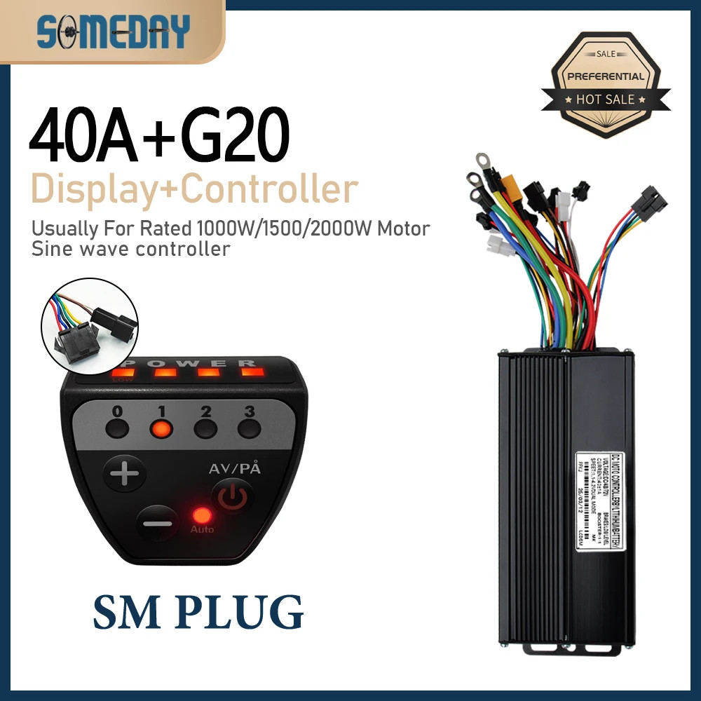 Ebike 48V/72V 40A 3 Mode Sinewave Controller with Display for 1000W-3000W Motor
