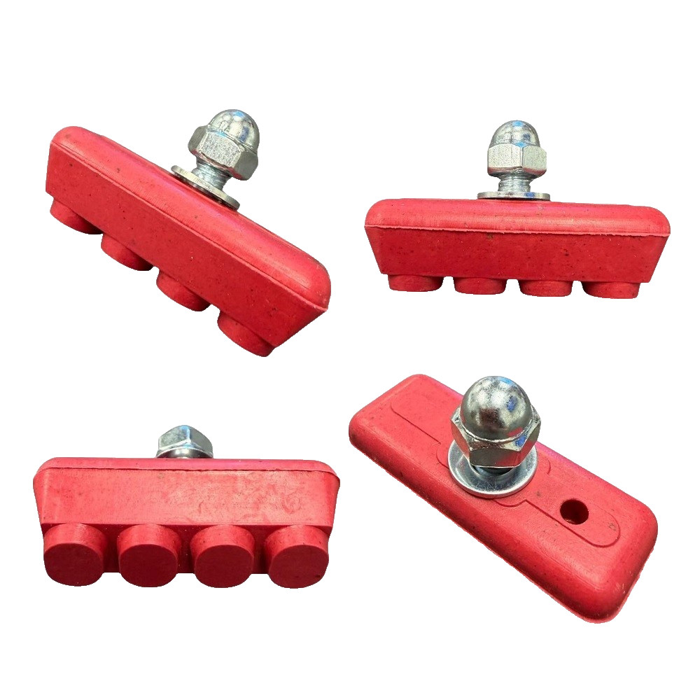 NEW 4-PACK BOLT ON BICYCLE BIKE 10 SPEED RED RUBBER BRAKE PADS SHOES 40MM