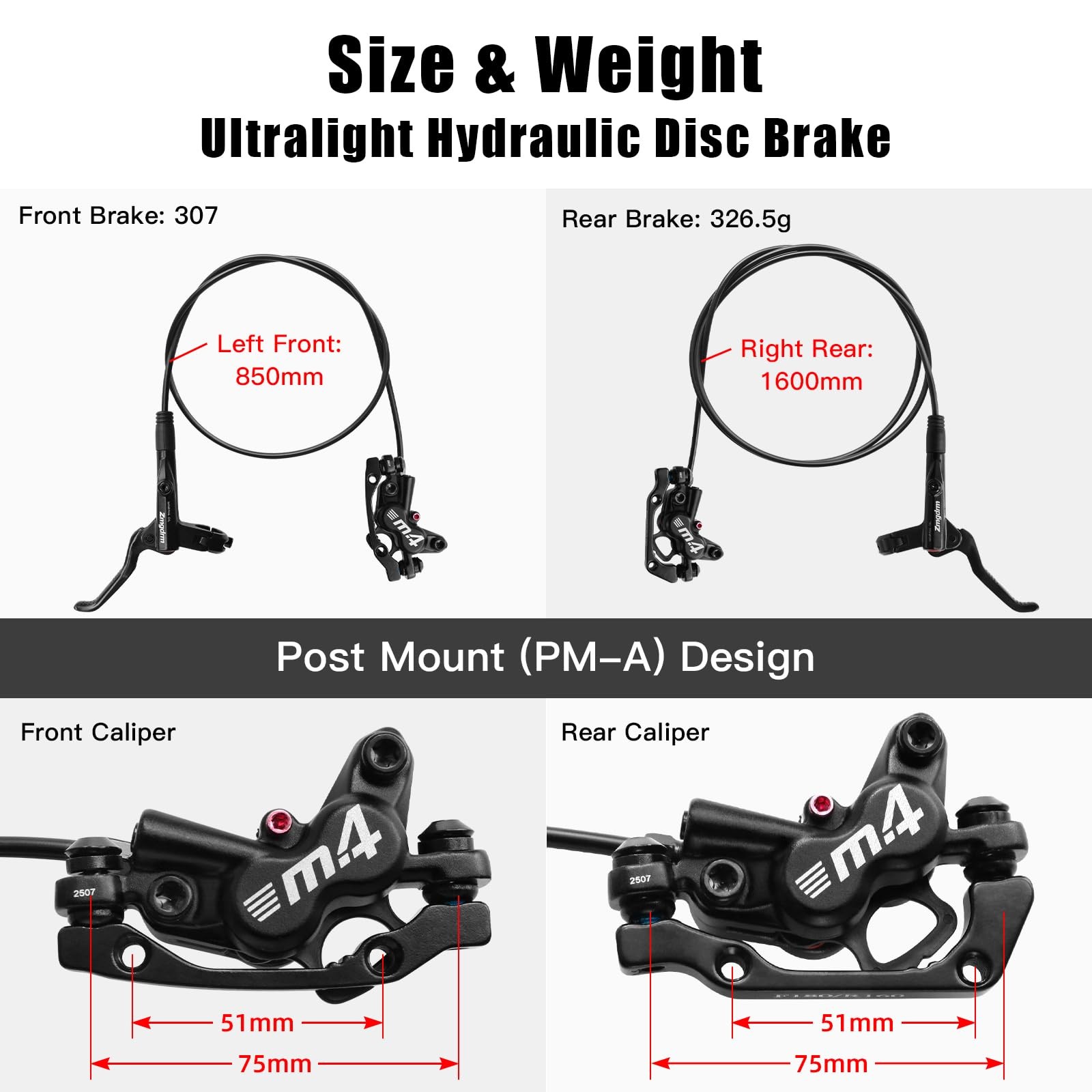 ZTZ 4-Piston Brake Set Left Front/Right Rear