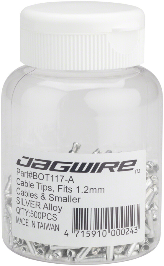 Jagwire Standard 1.2mm Cable End Crimps, Color Silver, 500 count bottle
