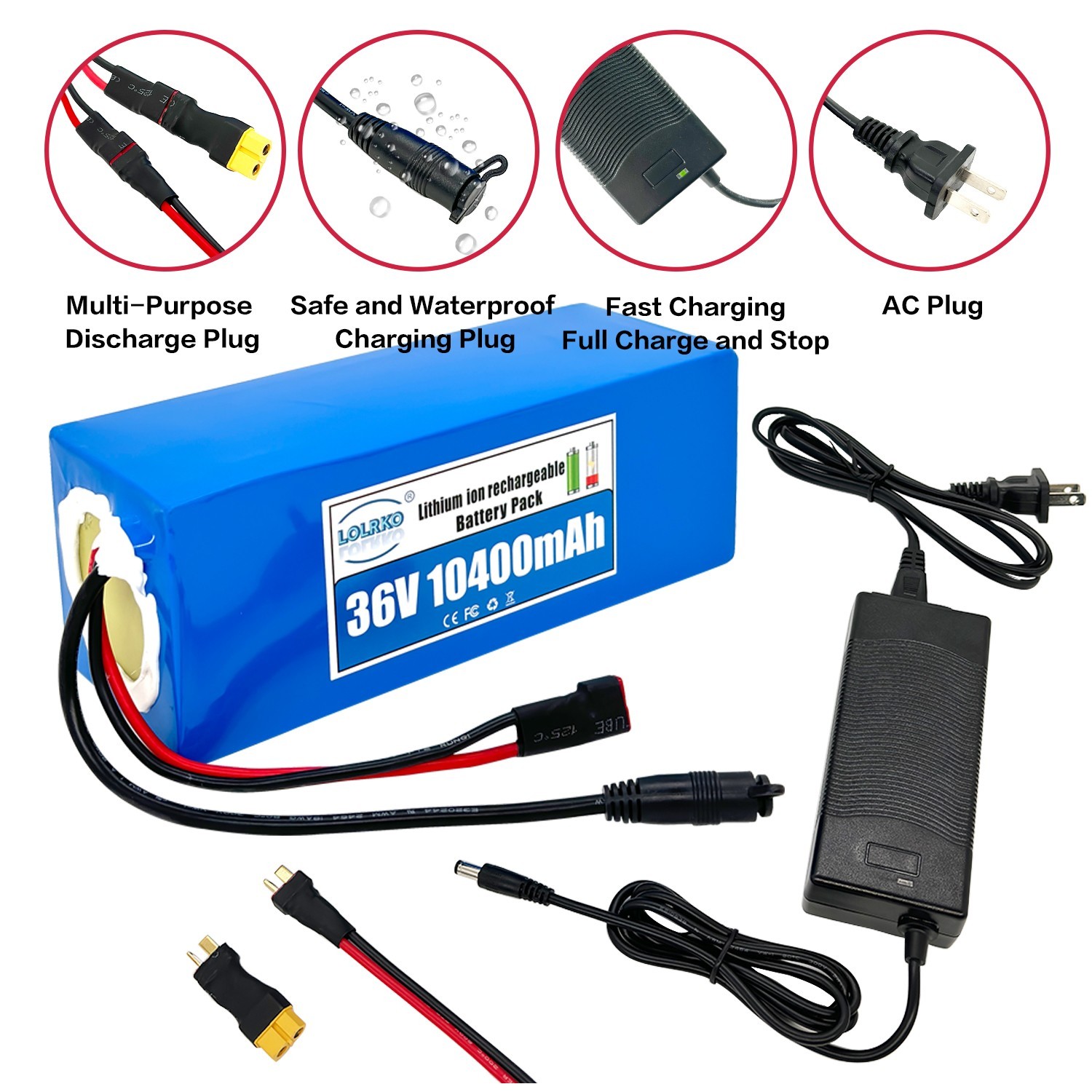 36V 10AH Battery for 200W-700W Ebike Electric Bicycle Bike Scooter 30A BMS