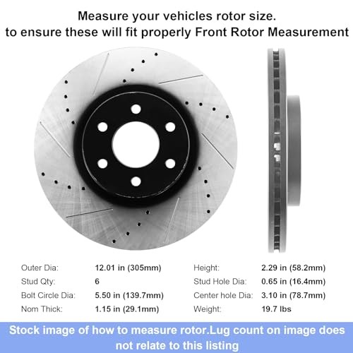 12.01″ Front Disc Brake Rotors and Ceramic Brake Front Brake Pads and Rotors
