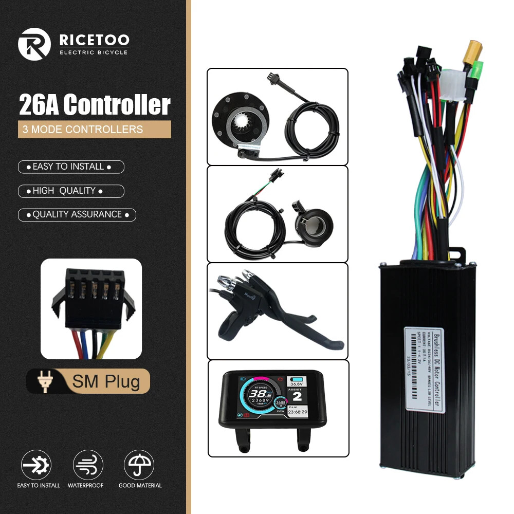 3-mode Sine Wave E-bike Brushless Controller 36V 48V 17A/26A/30A/40A 250W-2000W