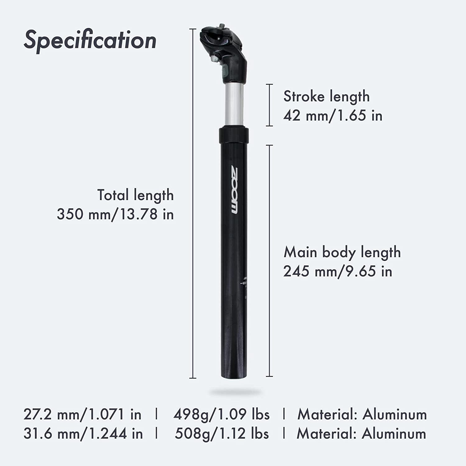 DJC Bike Suspension Seatpost Shock Absorber Damper Post 27.2 30.9 31.6 Mm, Light