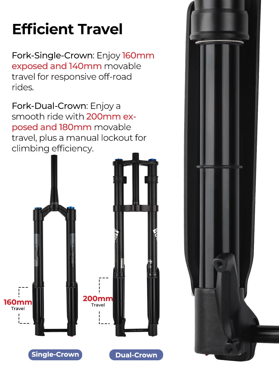 Double Shoulder MTB Inverted Fork 29inch Boost Travel 140mm Adjustable Damping