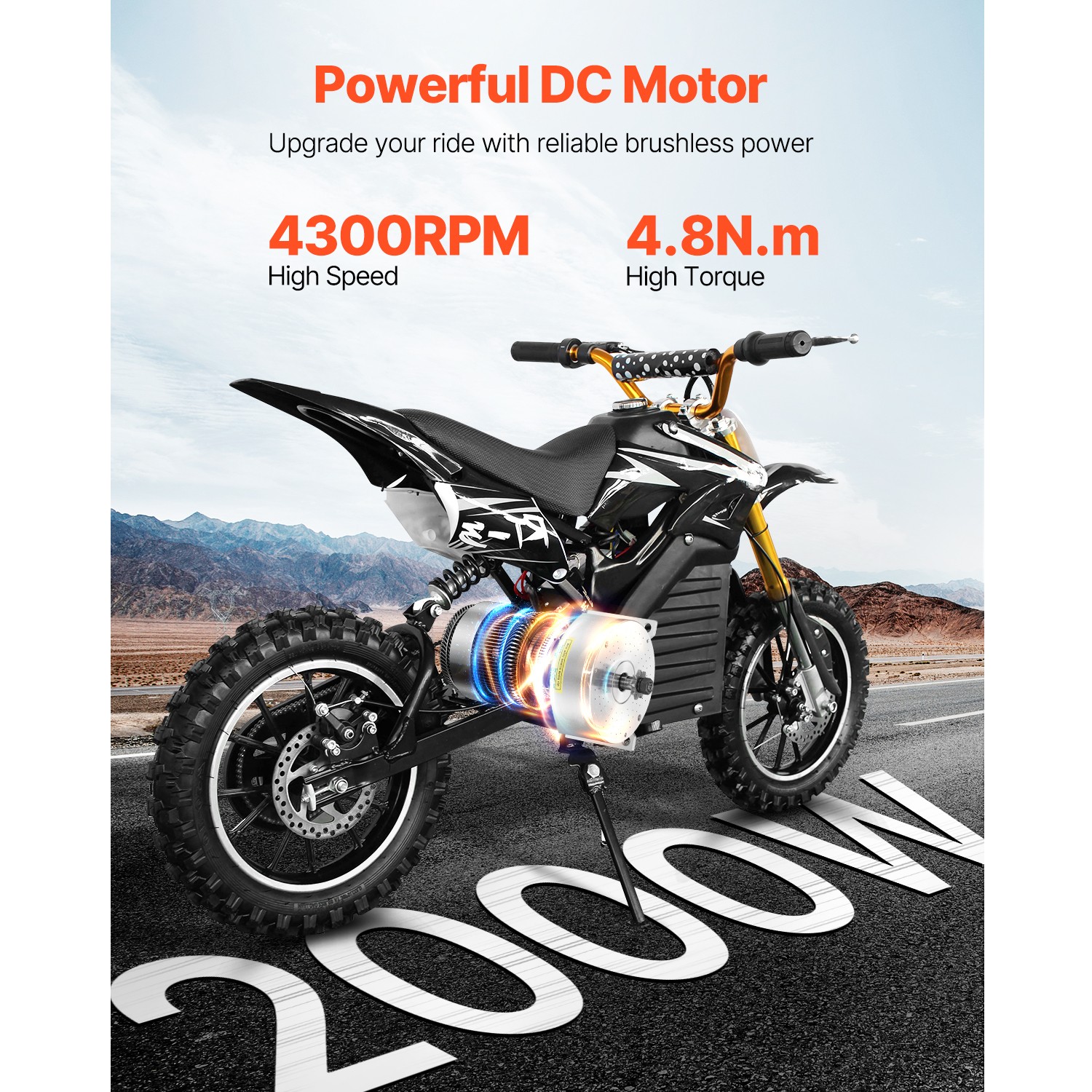 Uimoso 48V 2000W Brushless DC Motor Kit with Speed Controller, 4300 RPM