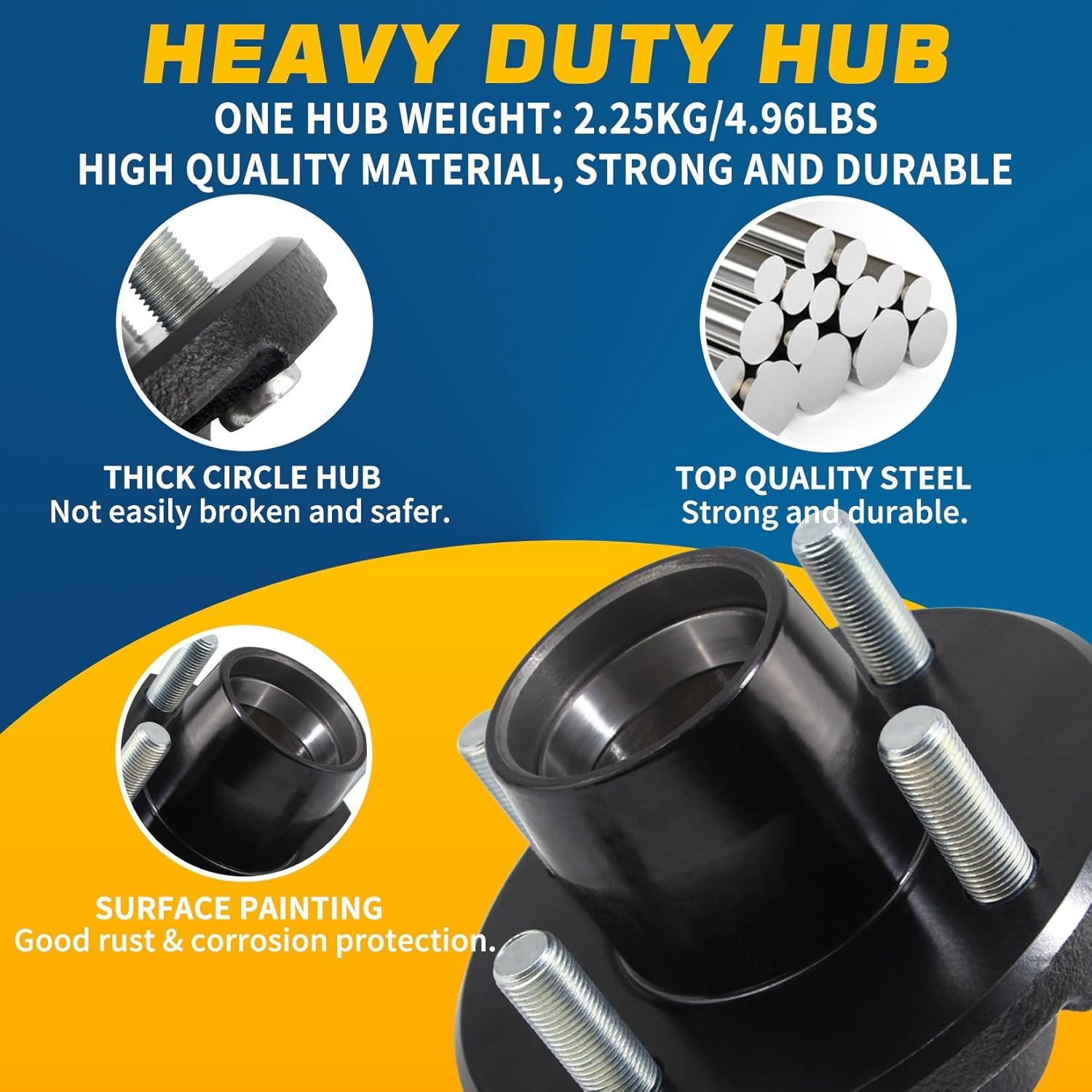 Trailer Hub Kit 1″ 1-1/16″ 2000 lbs Straight Axle 2 Sets 4 on 4» Hub Kit