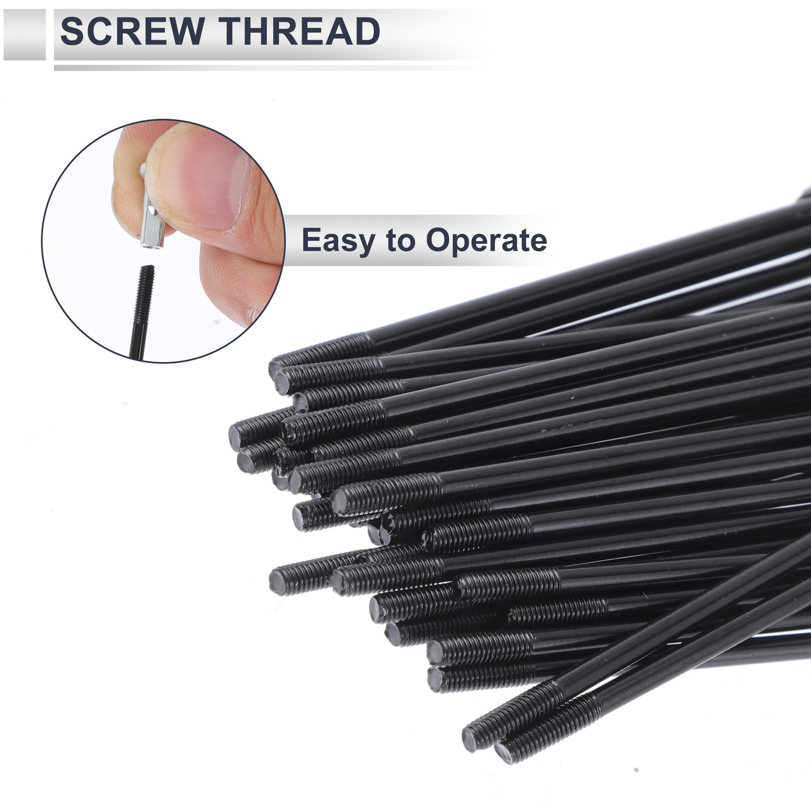 1 Set 13G 225mm Length Bicycle Spokes Nipple 45 Steel Black Universal