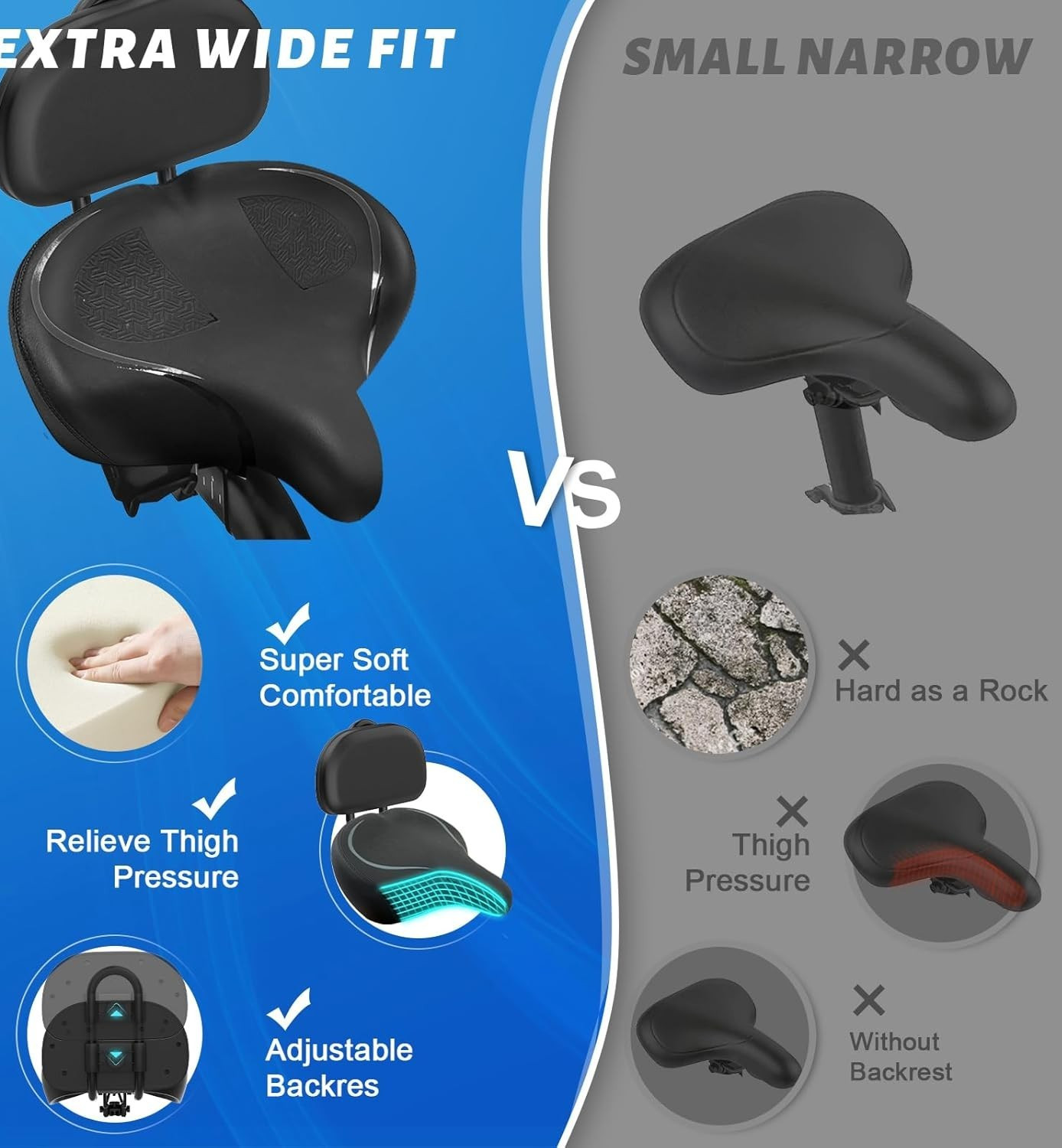 Comfort Bike Seat Wide Oversized Saddle for Men Women Exercise & Mountain Bikes