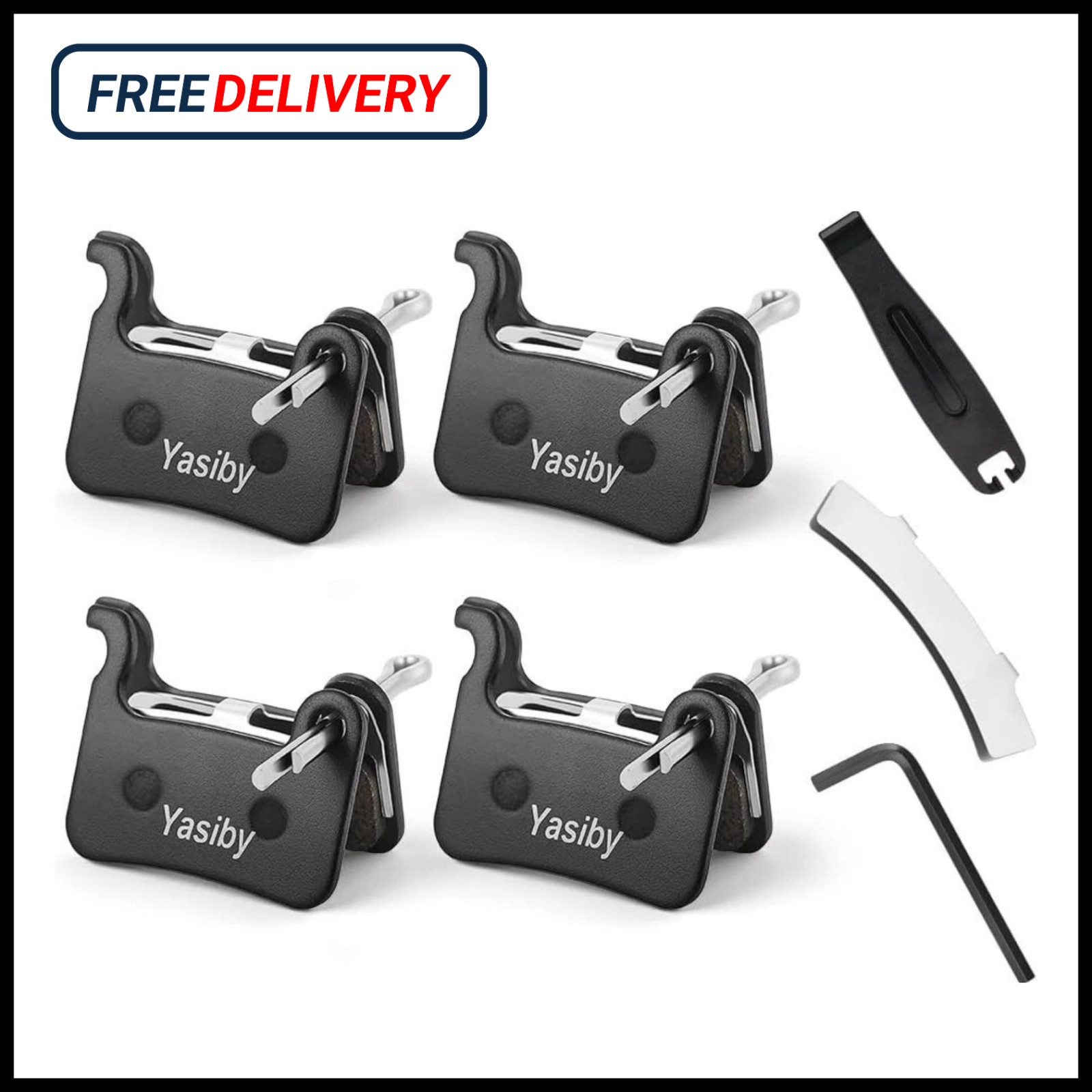 4 Pairs Bike Brake Pads, Resin Semi-Metal Bicycle Disc Brake Pads Ebike Brake