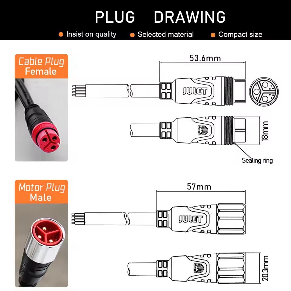 11 Pin E-Bike Cable Conversion For Bafang G062 G060 G090 750W/1000W Hub Motor