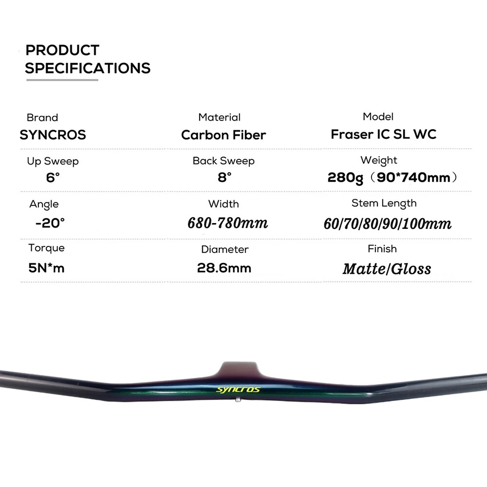 Carbon Mountain Bike Handlebars -20° with Stem FRASER IC SL WC 70-100mm*780mm