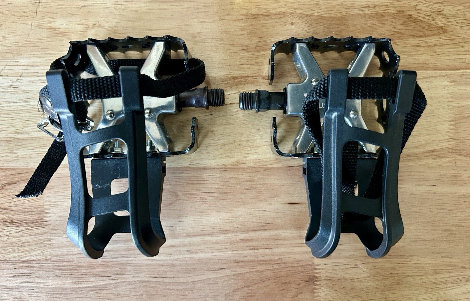 Vintage Wellgo BMX Bike Pedals LU-953 Trap Black & Silver Old School & Toe Clips