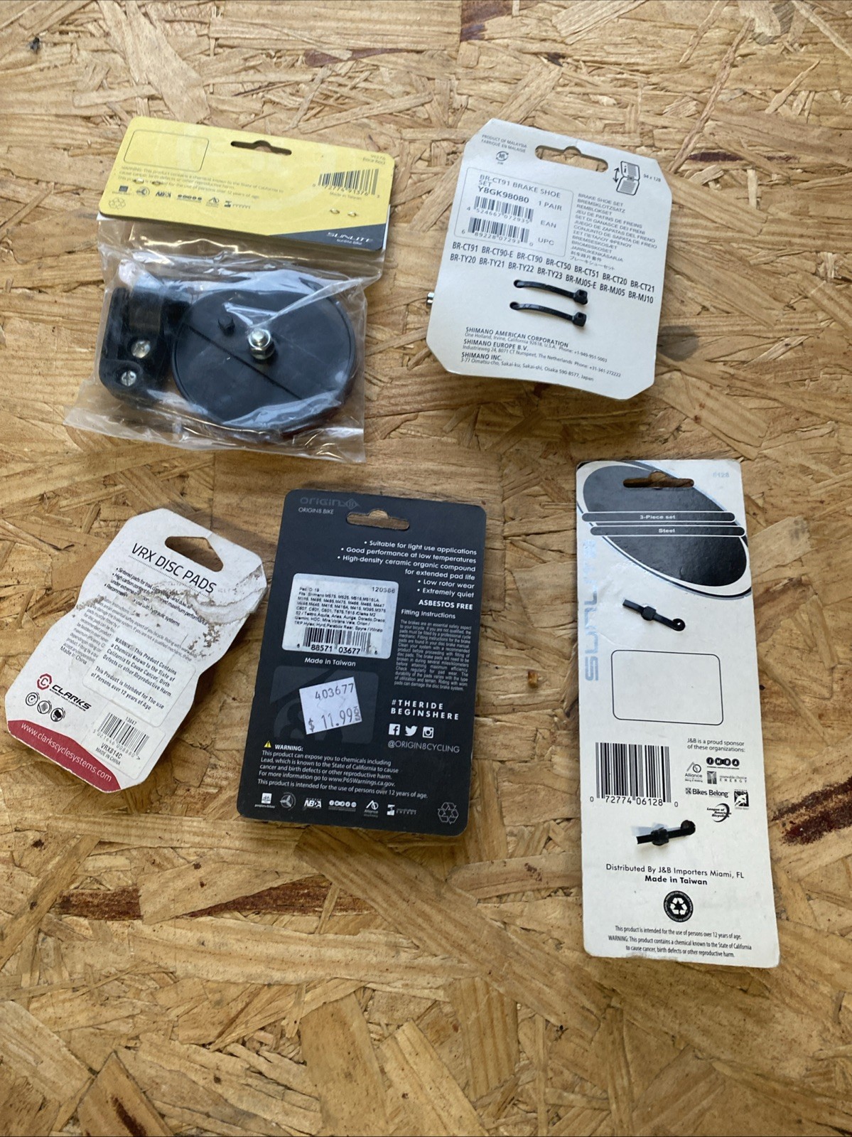 Misc New In Pkg Bicycle Parts Disc Brake Pads, Brake Shoe Set, Reflector, Lever