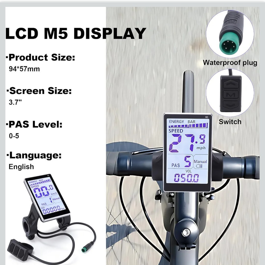 Bike Display LCD 5 Pin M5 Control Panel Bike Screen 24V 36V 48V 60V Universal…