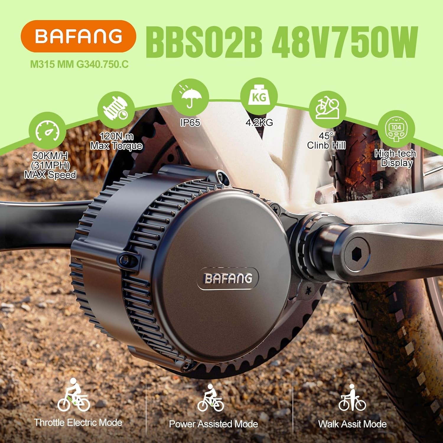 48V500-1000W 68-100mm BBS02B BBSHD Bafang Mid Motor Conversion Kits E Bike US
