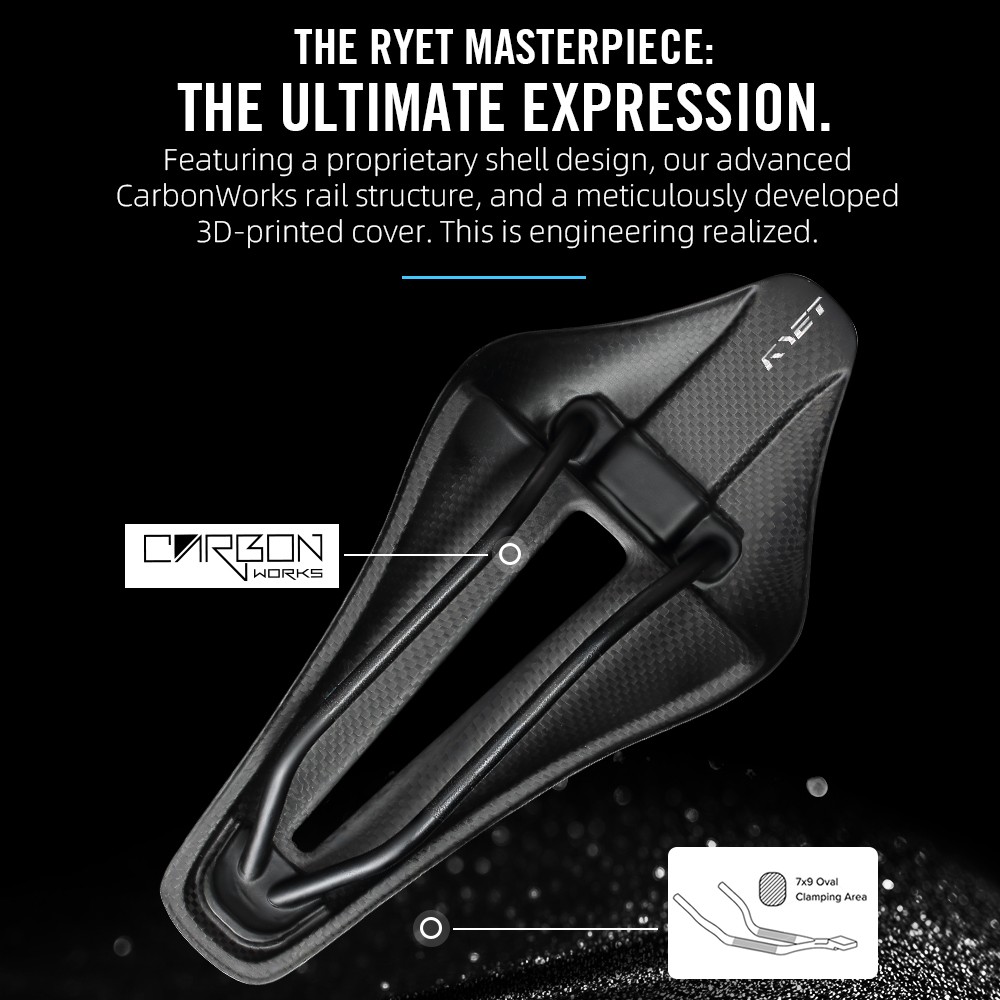 Full Carbon 3D Printed Triathlon Saddle Short Nose Wide Aero Design Carbon Shell