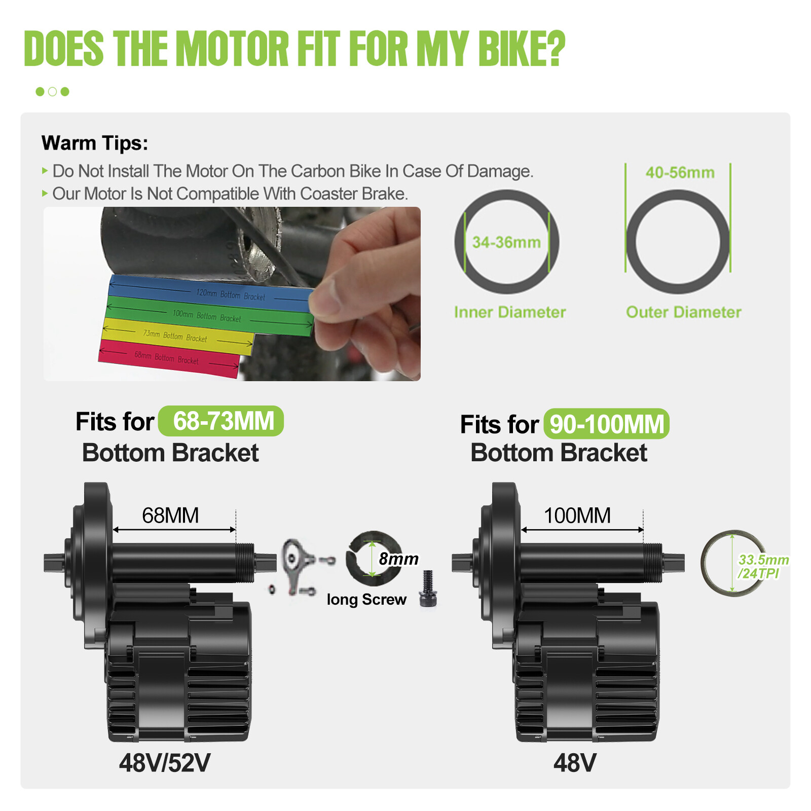 BAFANG BBS02B 48V 750W 68-100mm Mid Drive Motor DIY Ebike Conversion Kit USA