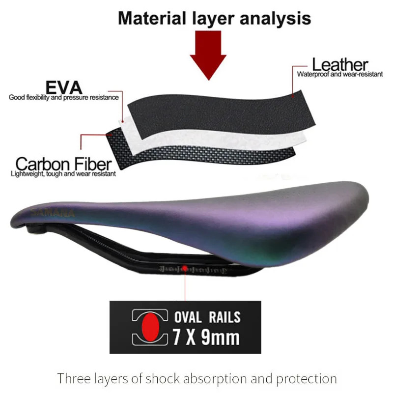 Carbon Fiber Road MTB Cycling Bicycle Saddle Leather Soft Seat Cushion Saddle