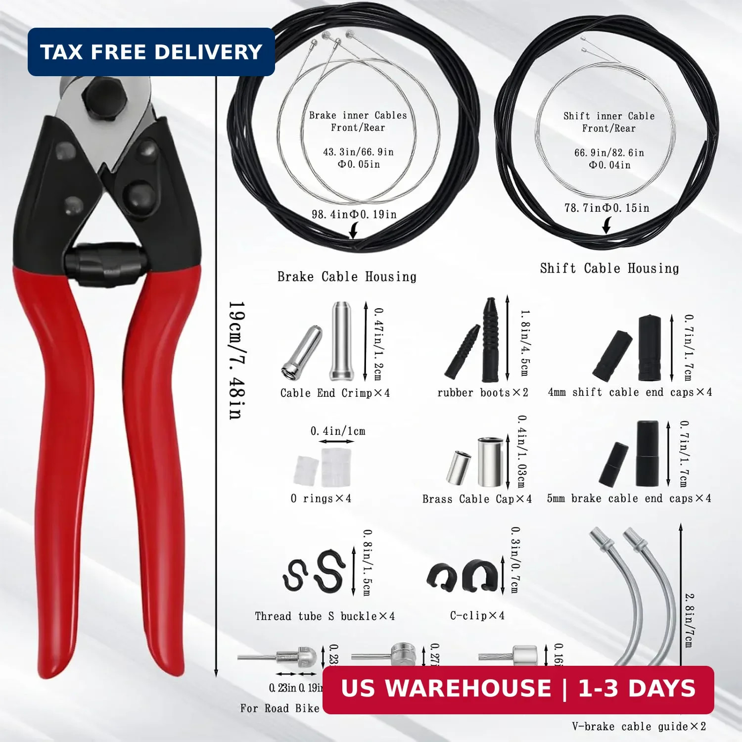 Stainless Steel Wire Cutter Bike Brake and Shifter Derailleur Cable Housing Kit,