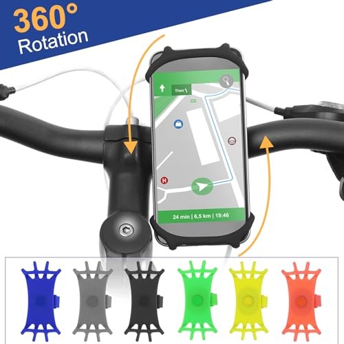 Gray 360° Silicone Motorcycle Phone Holder – 360° Rotation for 3″
