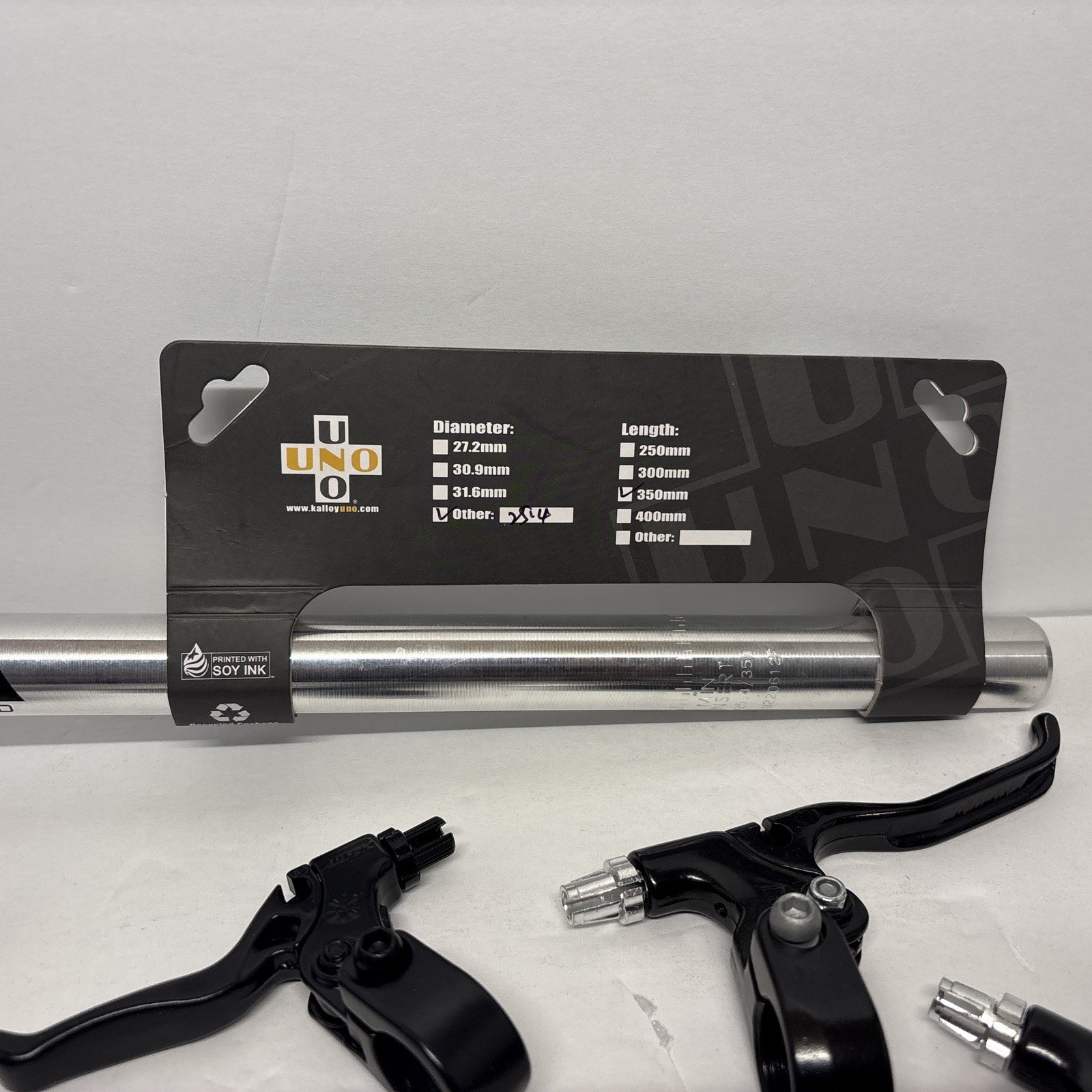 Kalloy Uno 602 seatpost 25.4x350mm Silver + FitBike Stock Front Brakes Bundle