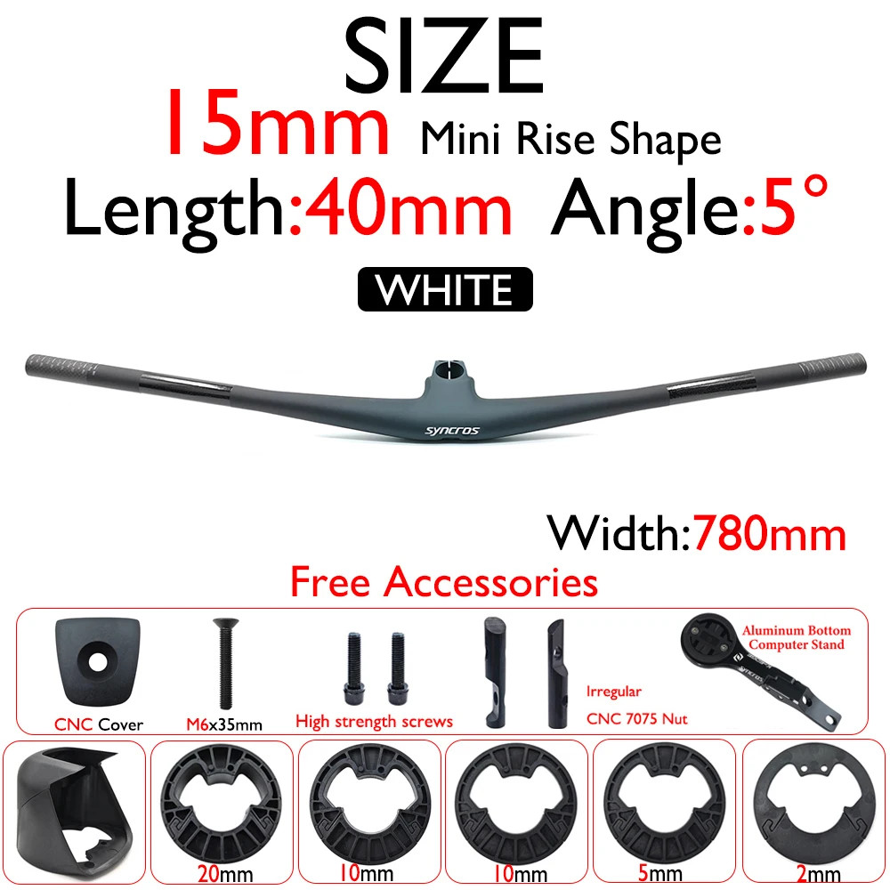 Carbon Fiber Mountain Bike Handlebar Integrated Handlebar 28.6mm 4°/5° Angle