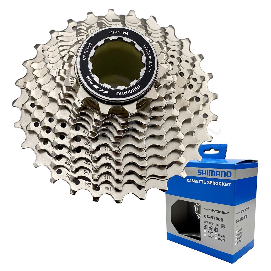 Shimano 105 CS-R7000 Cassette – 11 Speed, 11-28t, Silver ICSR700011128