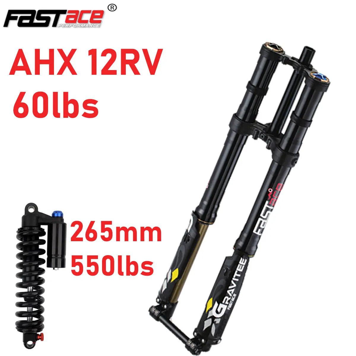 29/27.5er Electric Dirty Bike Front Suspension Air Fork 60lbs Rear Shock 265mm