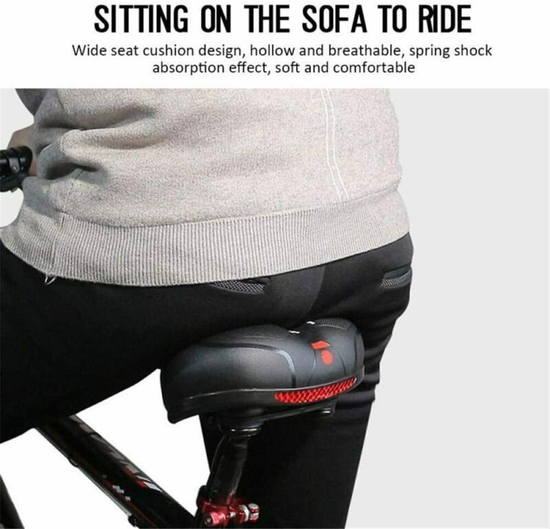 Comfort Bike Seat Cushion Soft Gel Extra Wide Big Bum Bicycle Saddle Pad Sporty