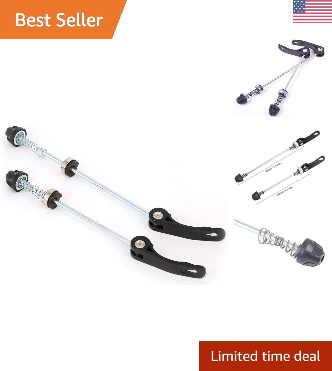 Durable Quick Release Skewers for Mountain & Road Bikes – 145/180mm, Unisex Use