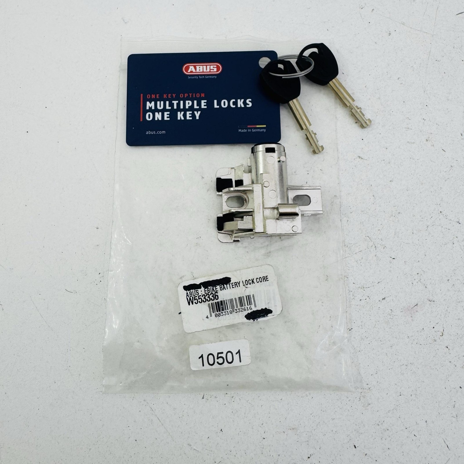 ABUS E-Bike Battery Lock Core Mount Silver Steel Bike Keyed Germany W553336 A1