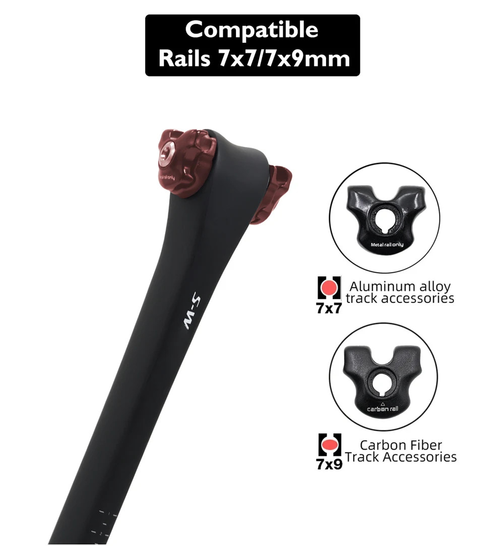 D-Shaped Matte Carbon Fiber Bicycle Seatpost 0mm Offset 300mm 380mm Length