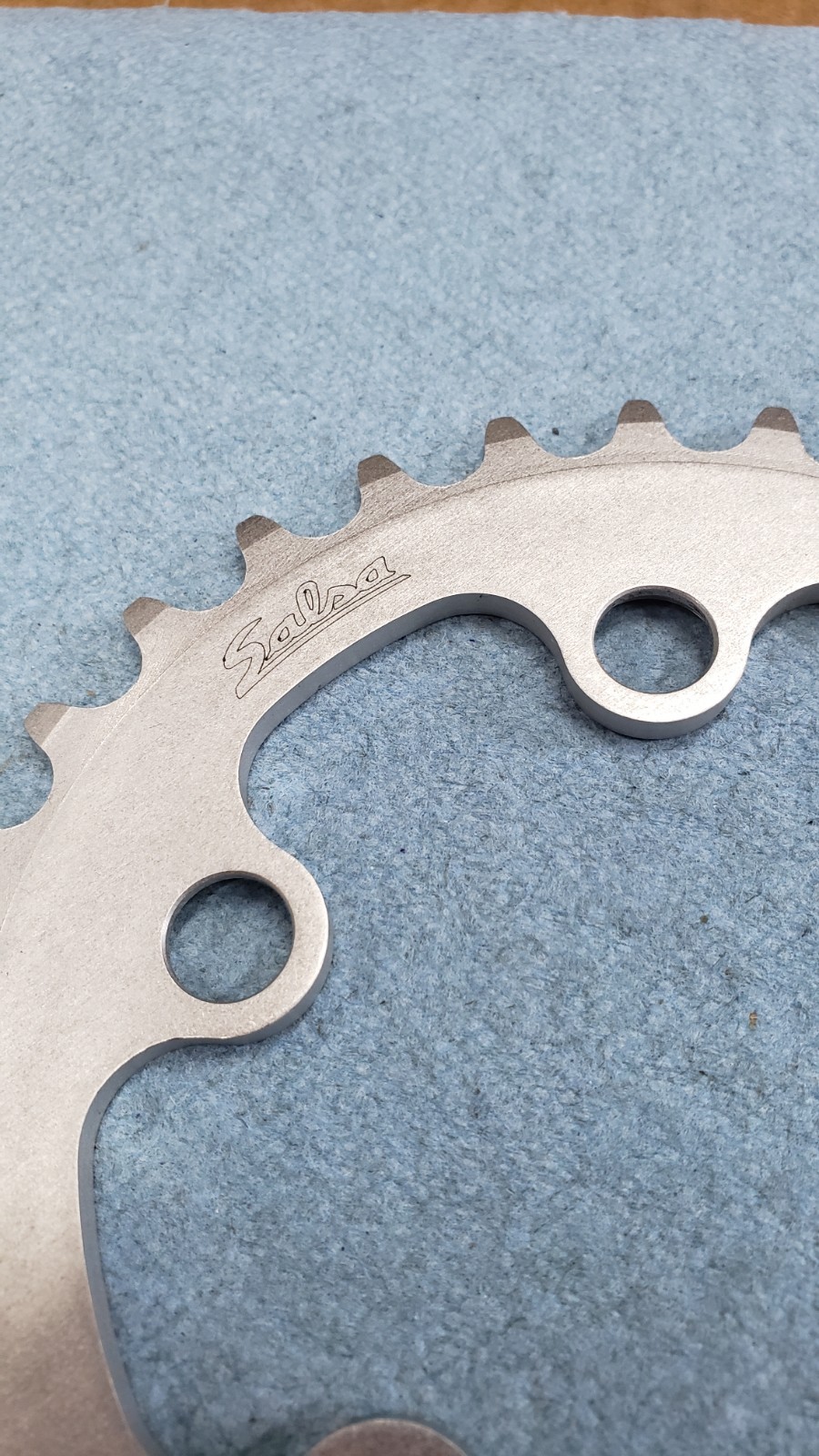 VINTAGE SALSA CYCLES 30t 5-BOLT 74MM CHAINRING SILVER ALUMINUM MADE IN USA NOS