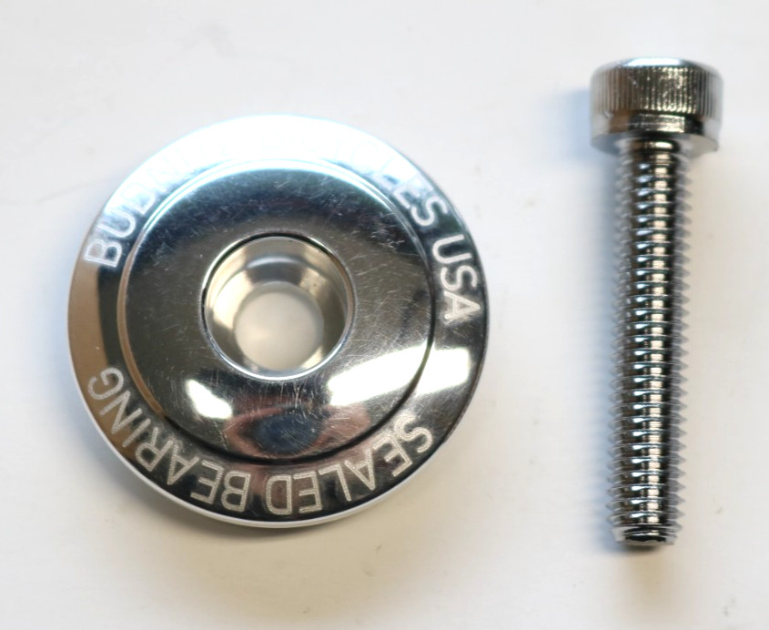 NEW Budnitz Bicycles Silver Alloy / Chrome Bike Headset Top Cap & Bolt 1 1/8″