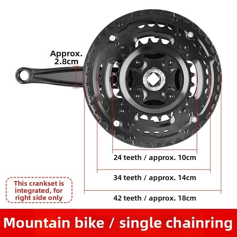 MTB Chainring Set 24 34 42 Teeth High Strength Carbon Steel 170mm Crank