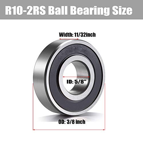 R10-2RS Bearing 5/8″ x 1-3/8″ x 11/32″ Double Rubber Sealed Ball – Model R10-2RS